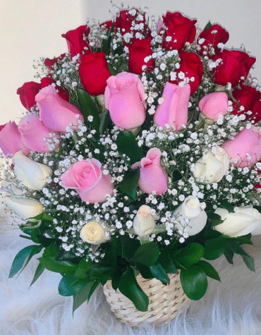 Assorted arrangement in a basket